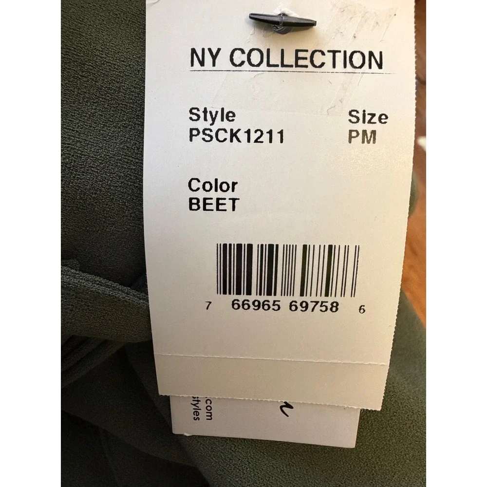 NY Collection Olive Green Petite Slim Belted Scuba Crepe Cargo Skirt Medium Chic